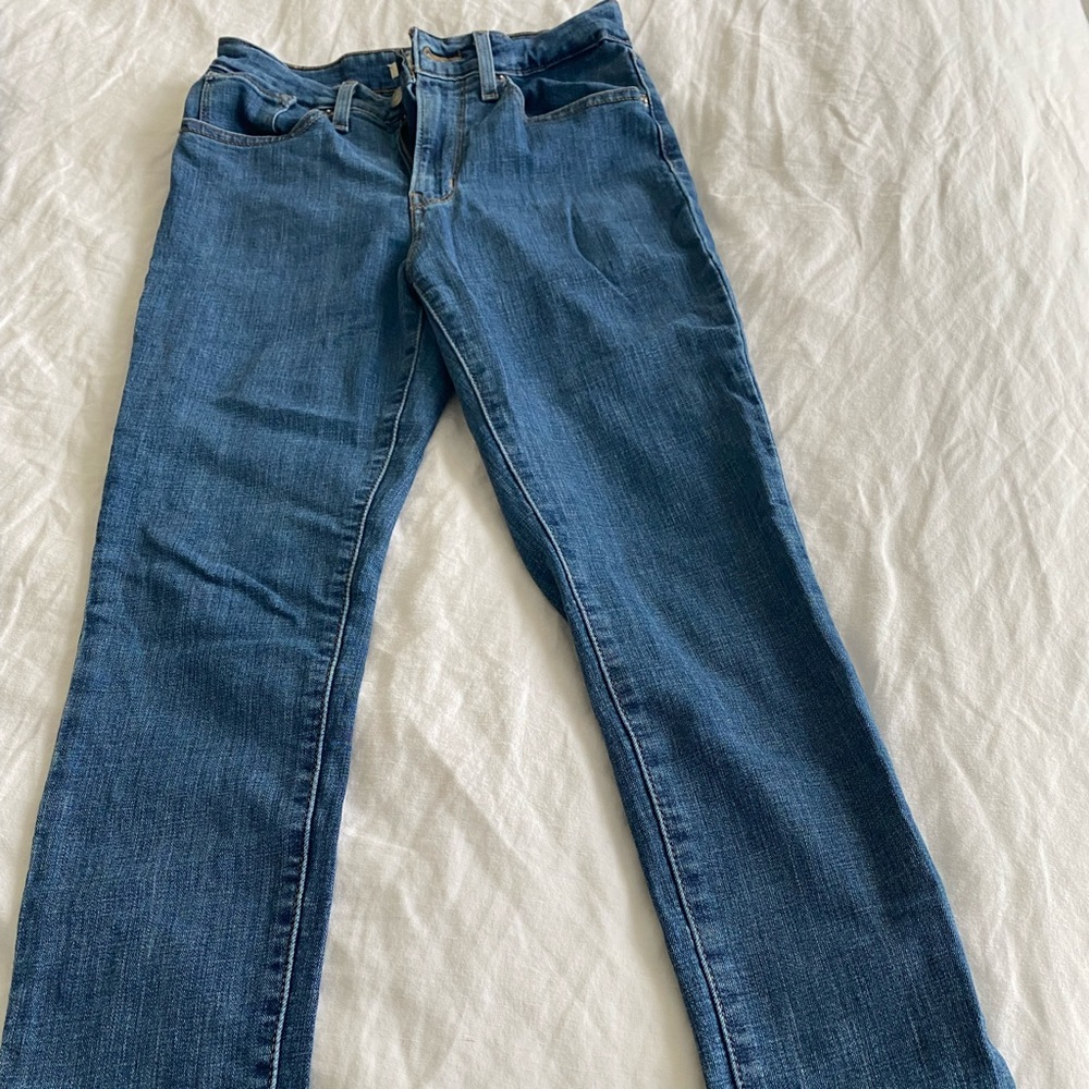 Levi’s Blue high rise skinny jeans.